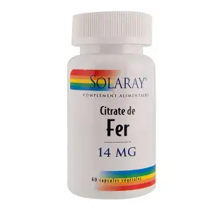 Solaray Fer 14 mg - 60 capsules végétales