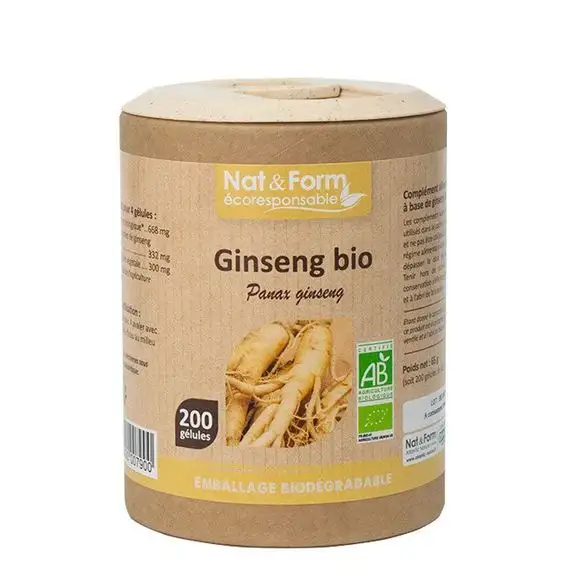 Nat & Form Ginseng Bio 200 gélules