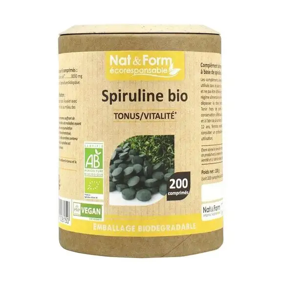 Nat & Form Eco responsable Spiruline bio 200 comprimés