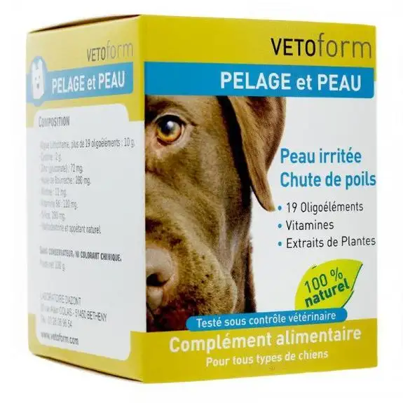 Vetoform pelage et Peau complément alimentaire Chiens 100g