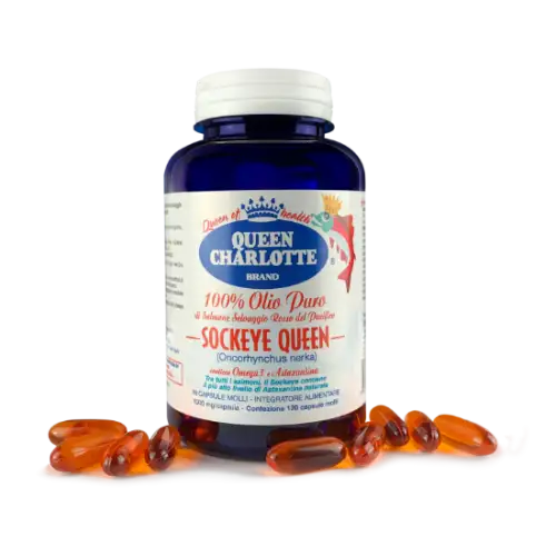 Queen Charlotte Sockeye Complément alimentaire à l'huile sauvage de saumon rouge pur 120 gélules