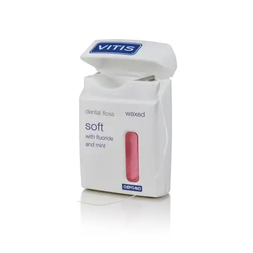 VITIS® FIL DENTAIRE DOUX AVEC CIRE, FLUOR ET MENTHE DENTAID 50mt